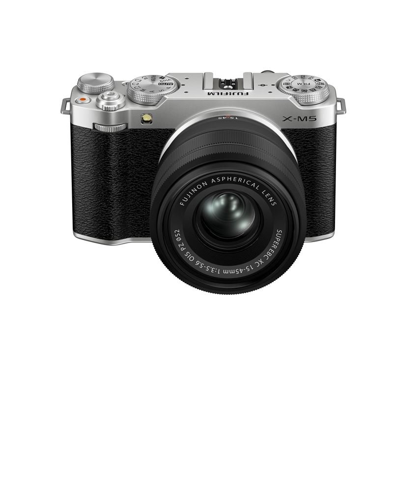 Appareil-photo-hybride-Fujifilm-X-M5-Noir-et-Argent-Objectif-15-45-mm.jpg Appareil photo hybride Fujifilm X-M5 Noir et Argent + Objectif 15-45 mm – Image 1