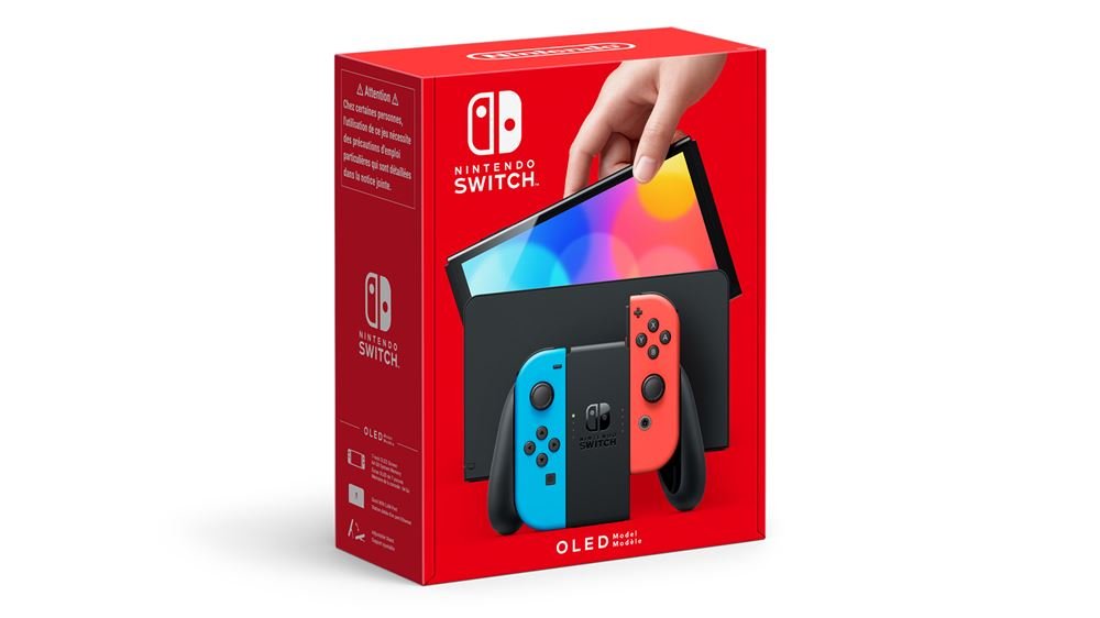 Nintendo-Switch-modele-OLED-avec-manettes-Joy-Con-bleu-neon-rouge-neon.jpg Nintendo Switch (modèle OLED) avec manettes Joy-Con bleu néon / rouge néon – Image 1